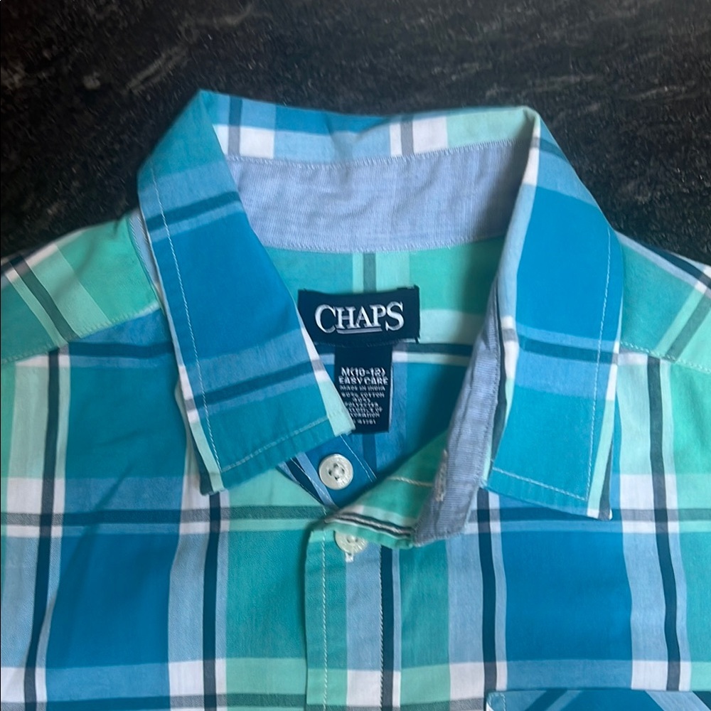 Chaps Blue Casual Button Down Shirt Lightweight Cotton